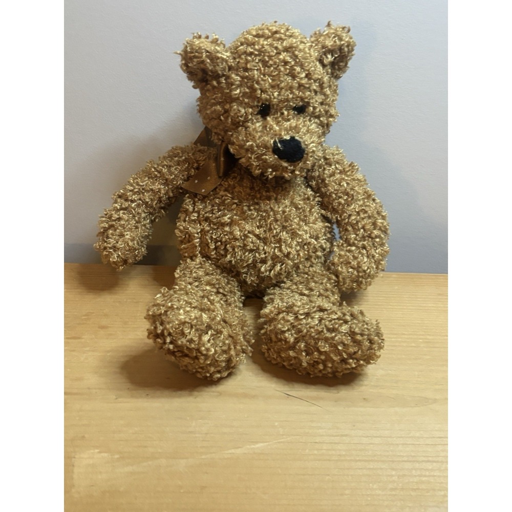 Vintage Gund Bear‎ Plush Super Soft Star Ribbon Stuffed Animal Light Brown